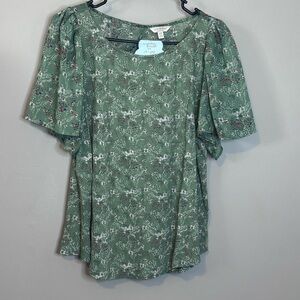 Lucky Brand Green Floral Blouse